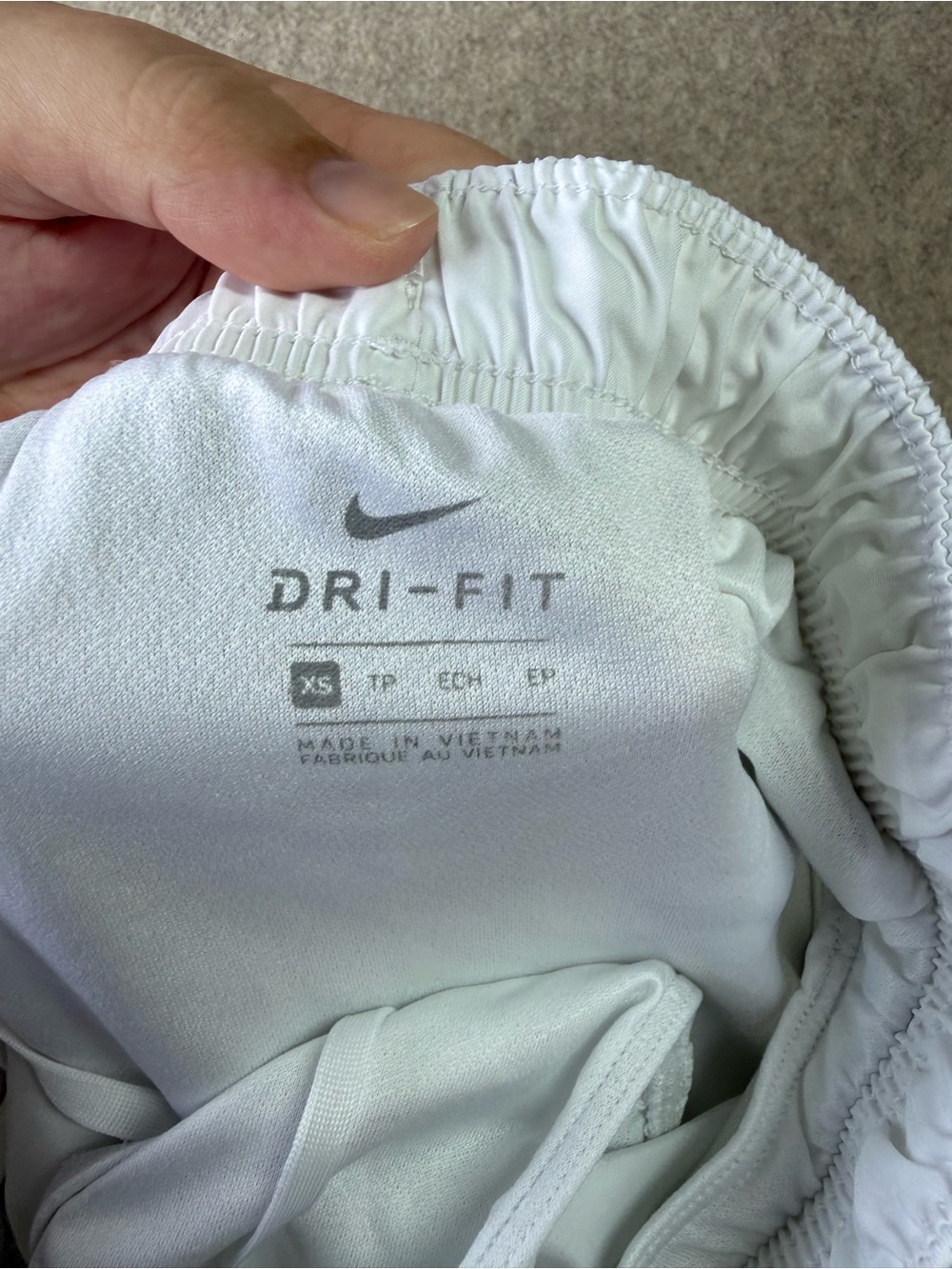 Nike White Women's Athletic Shorts with Subtle Gray Swoosh - Picture 7 of 8